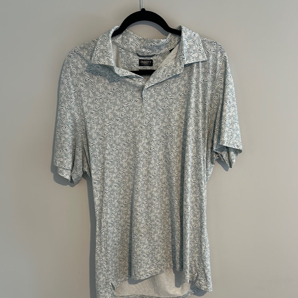 Faherty Gray Polo Shirt with Speckled Design